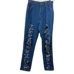 Vtg Rugged Priest RP 4 LF Studs Wrangler Mom Jeans Destroyed 9/10 Grunge Cowgirl
